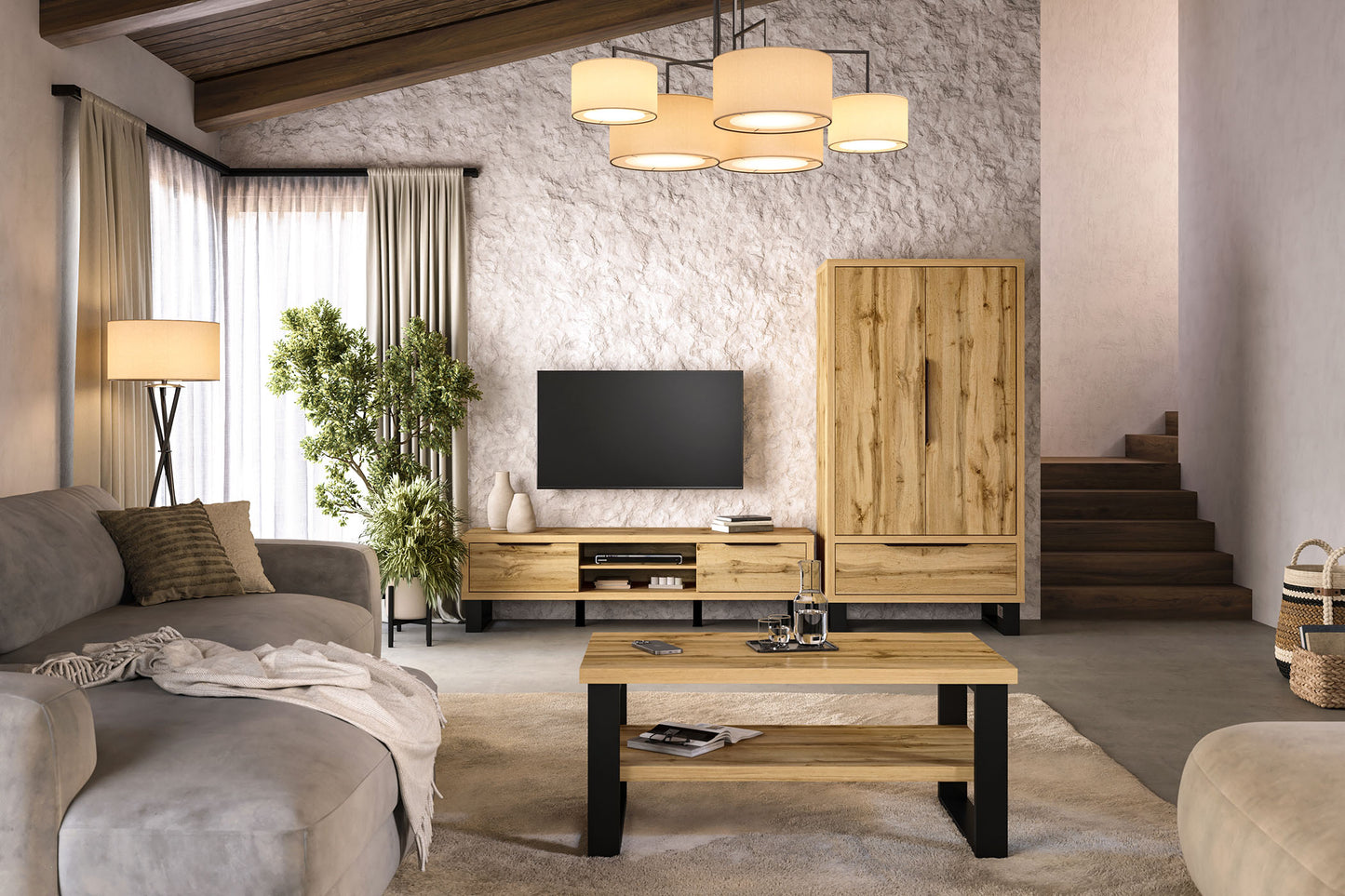 Kumode Hallis 201/83/45 cm Votan ozols - N1 Home