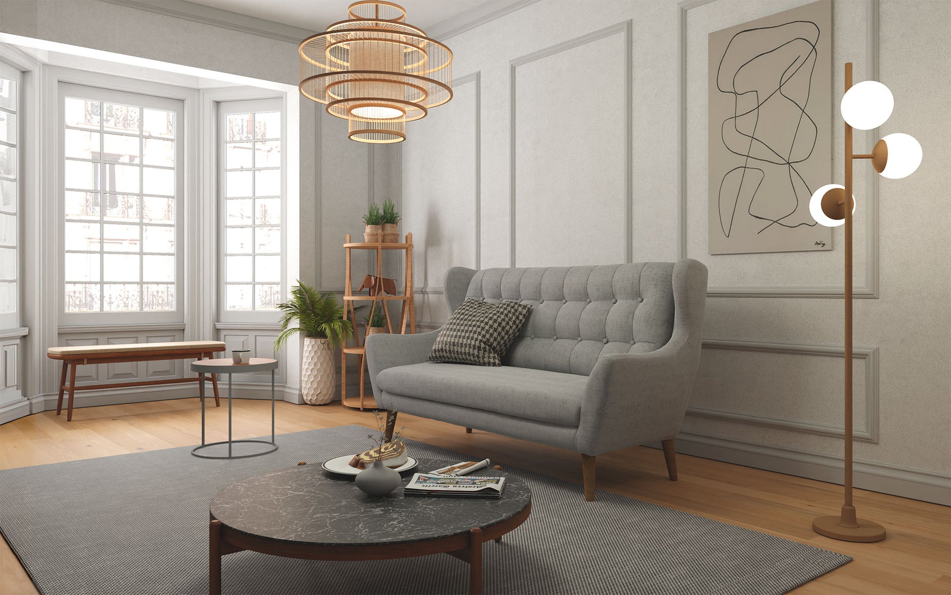 Dīvāns Hary 144;197/107/94 cm pelēks - N1 Home