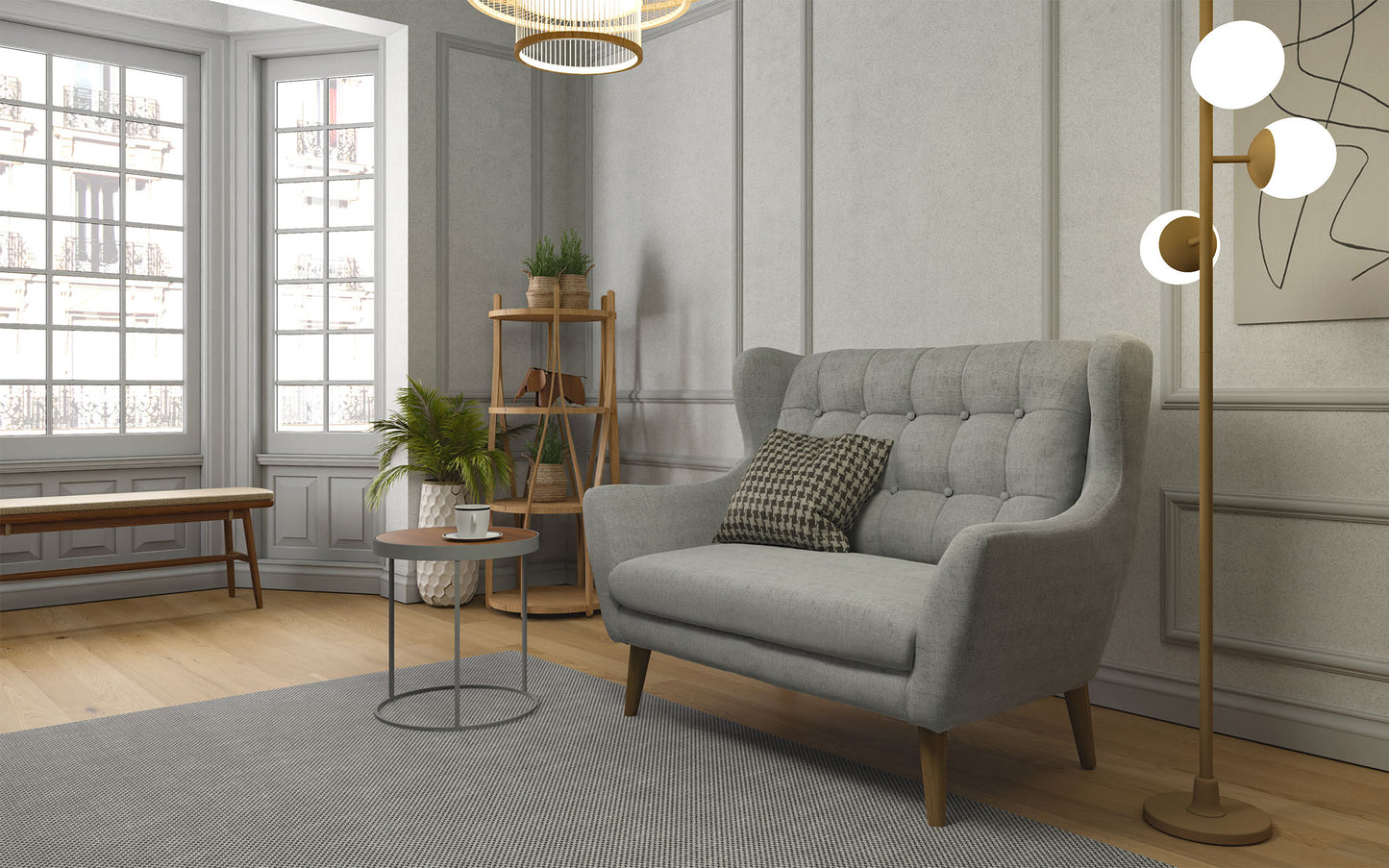 Dīvāns Hary 144;197/107/94 cm pelēks - N1 Home