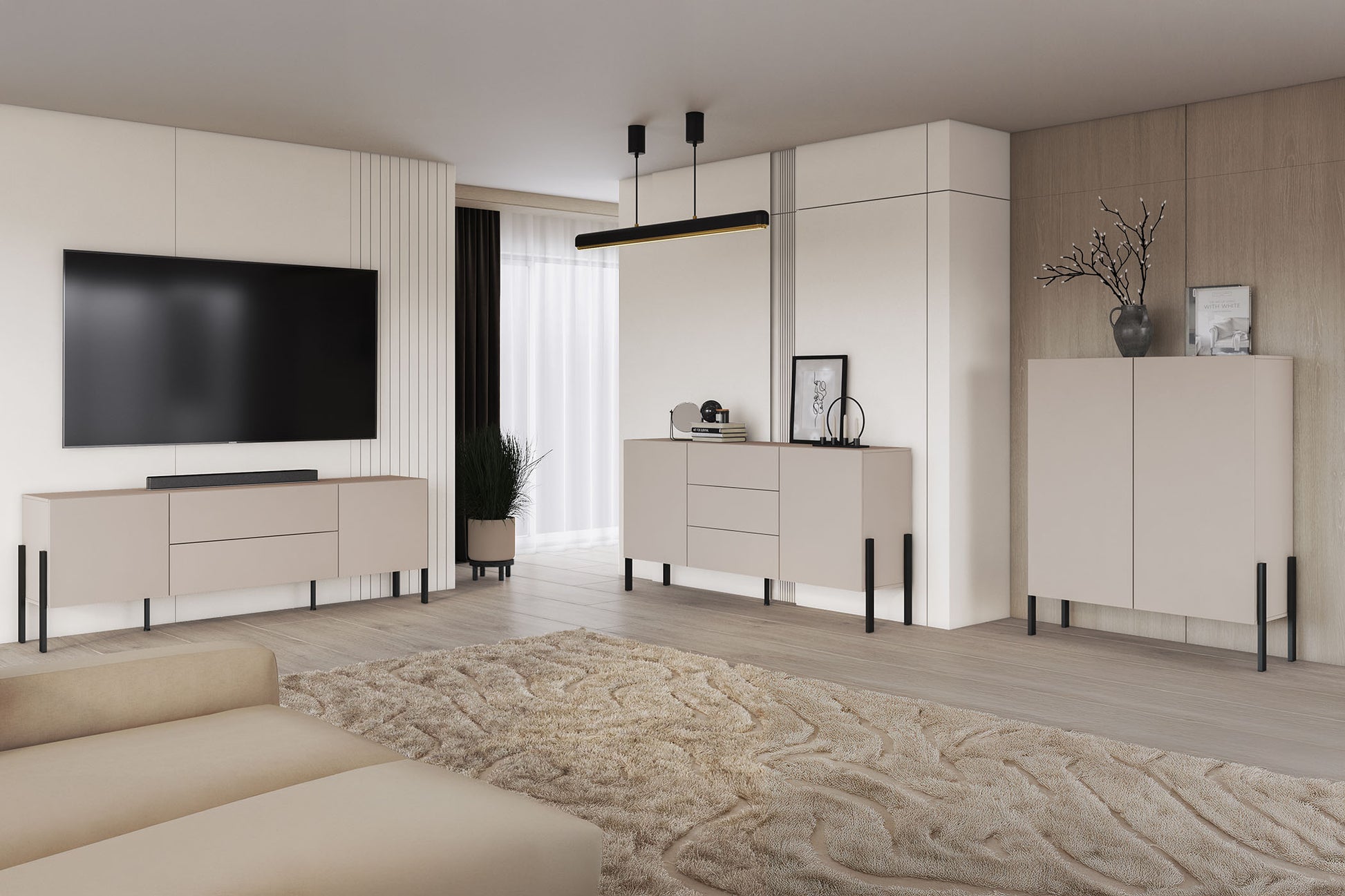 Kumode Jukka 94/150/50 cm kašmirs - N1 Home