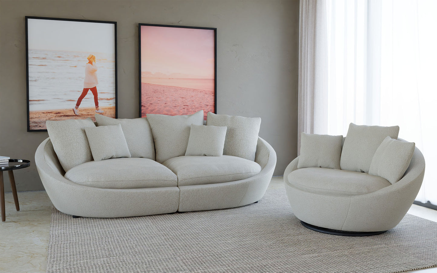 Dīvāns Majo 237;280/87/131 cm gaiši bēšs - N1 Home