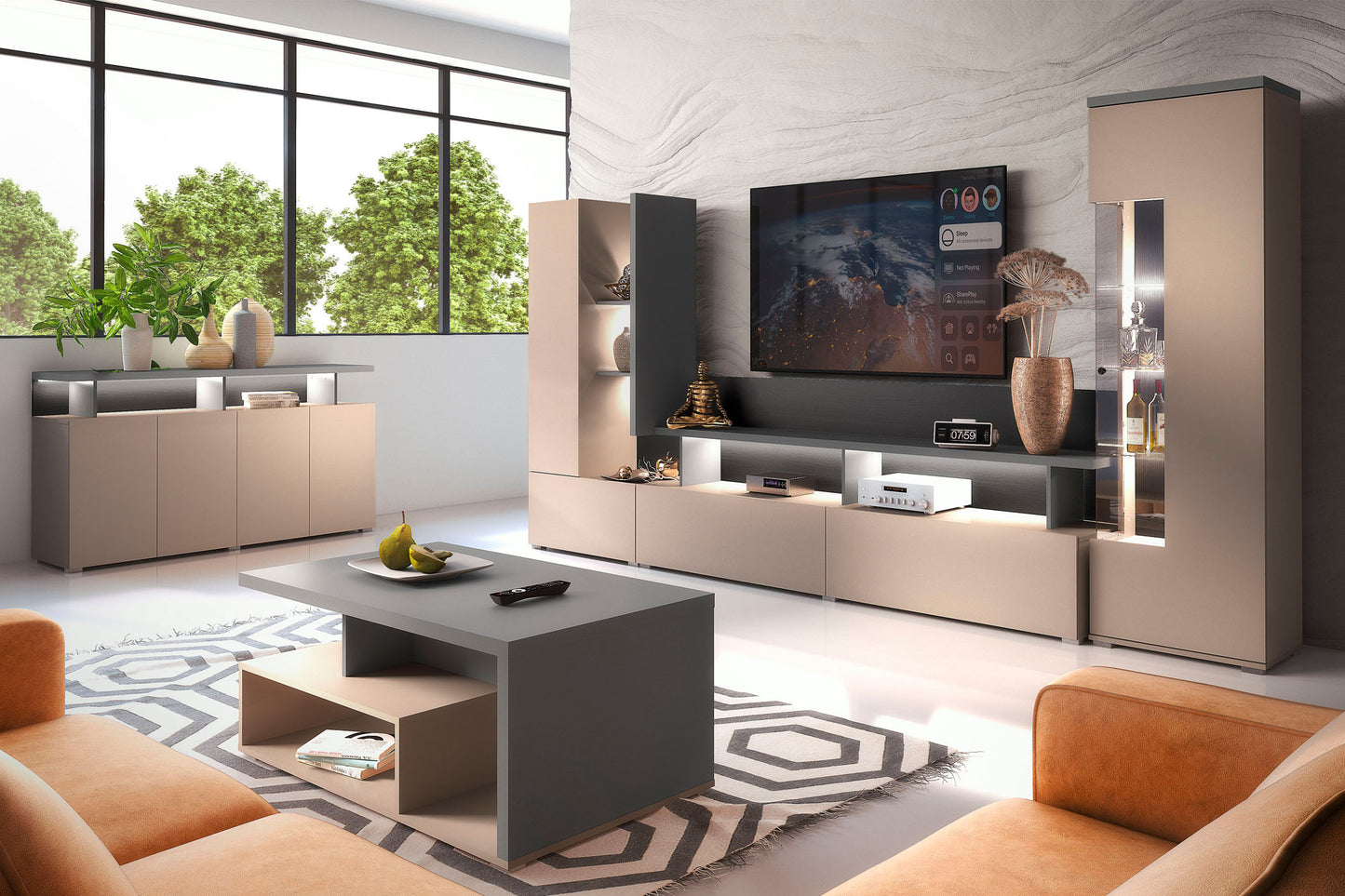 Kumode Serigi 153/84/40 cm congo/antracīts - N1 Home