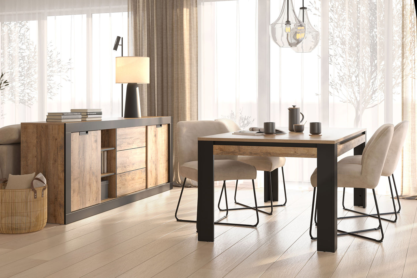 Galds Valor 194/100/77 cm samdal ozols/melns