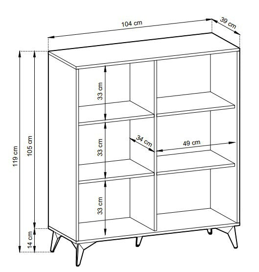 DIAMOND lielā kumode Oak Evoke 104x119x39 cm