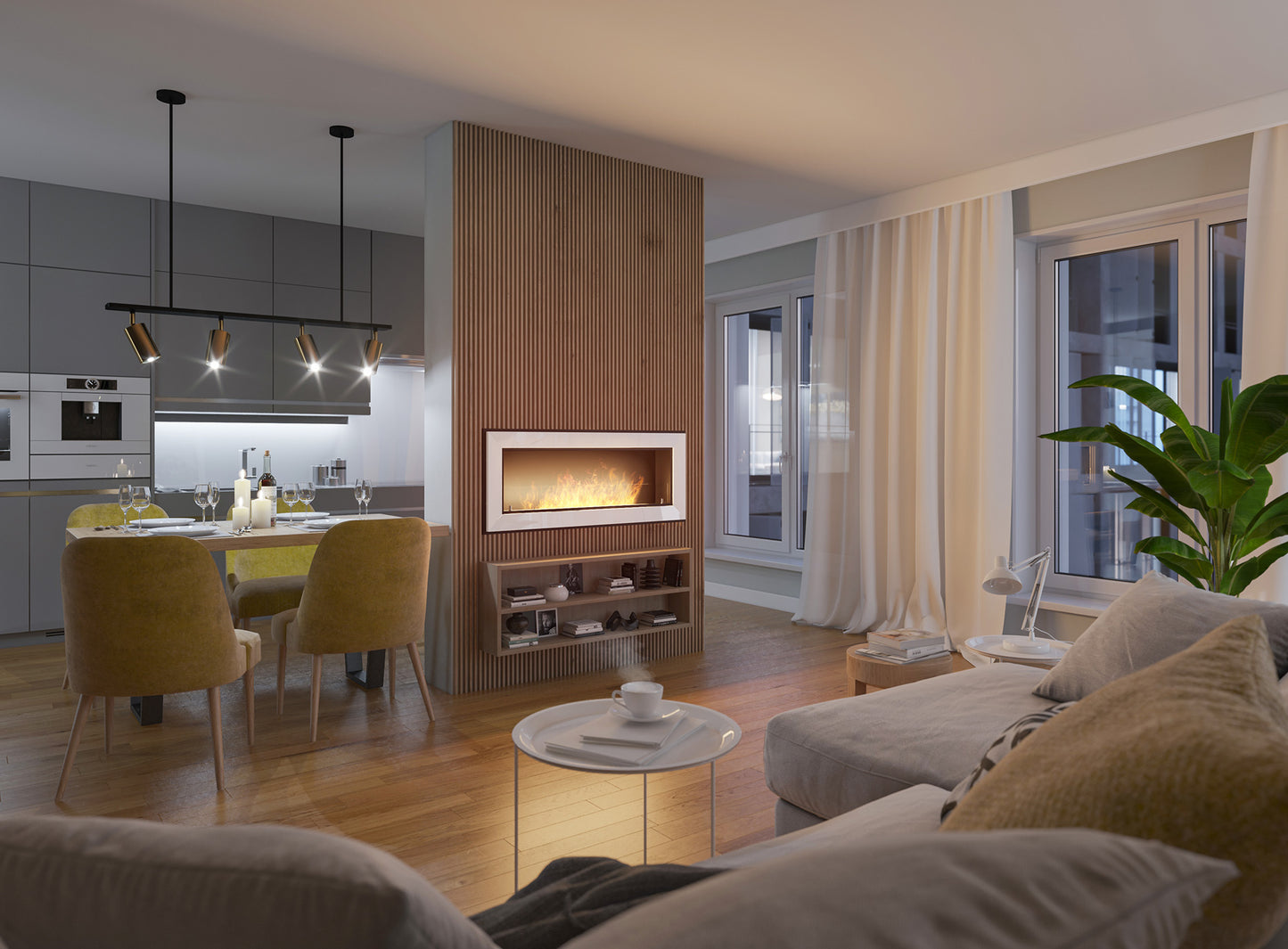 Biokamīns Frams 1200 120/49/20 cm balts - N1 Home