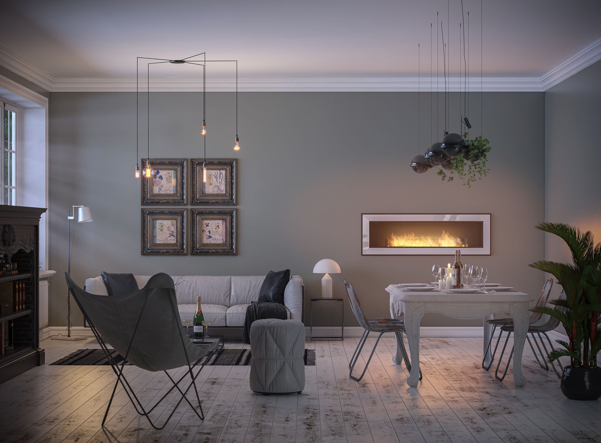 Biokamīns Frams 1500 150/49/20 cm balts - N1 Home