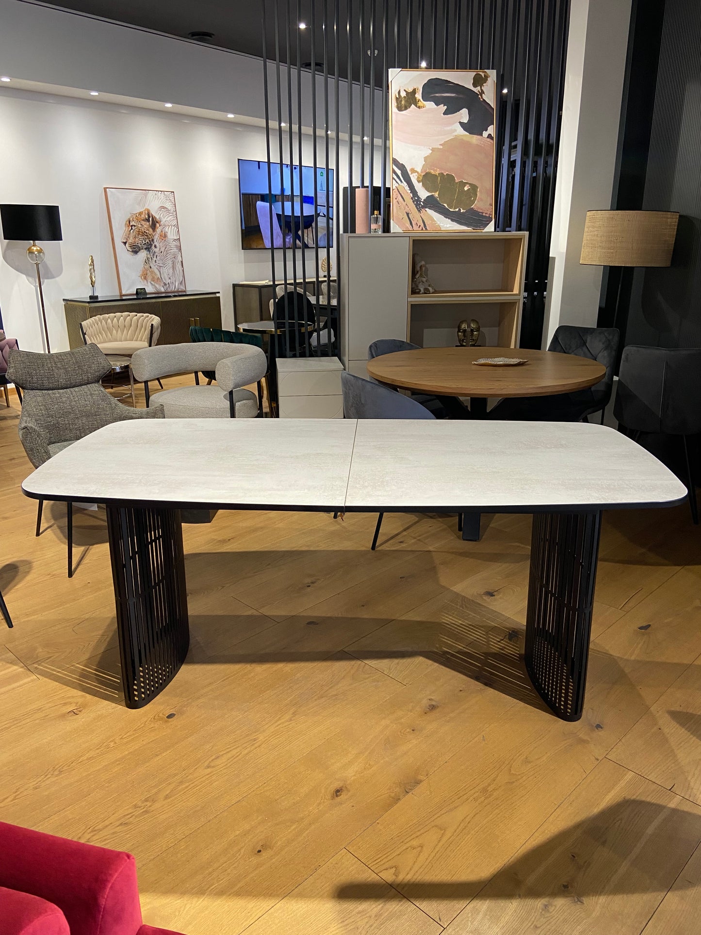 Galds Arco 180-256/76/90 cm melns/white Chromix/ar melnu apmali