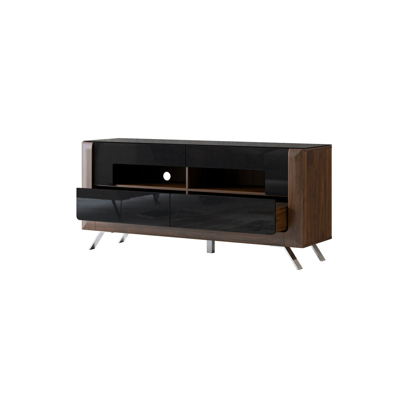 TV skapis Kavasari 161/48/73 cm Kolumbijas valrieksts/melns - N1 Home