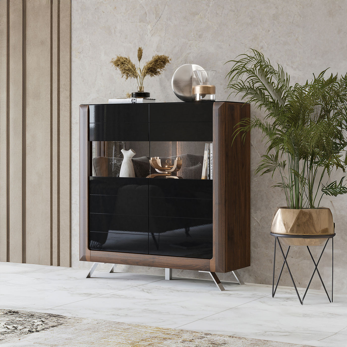 Kumode Kavasari 128/44/137 cm  Kolumbijas valrieksts/melns - N1 Home