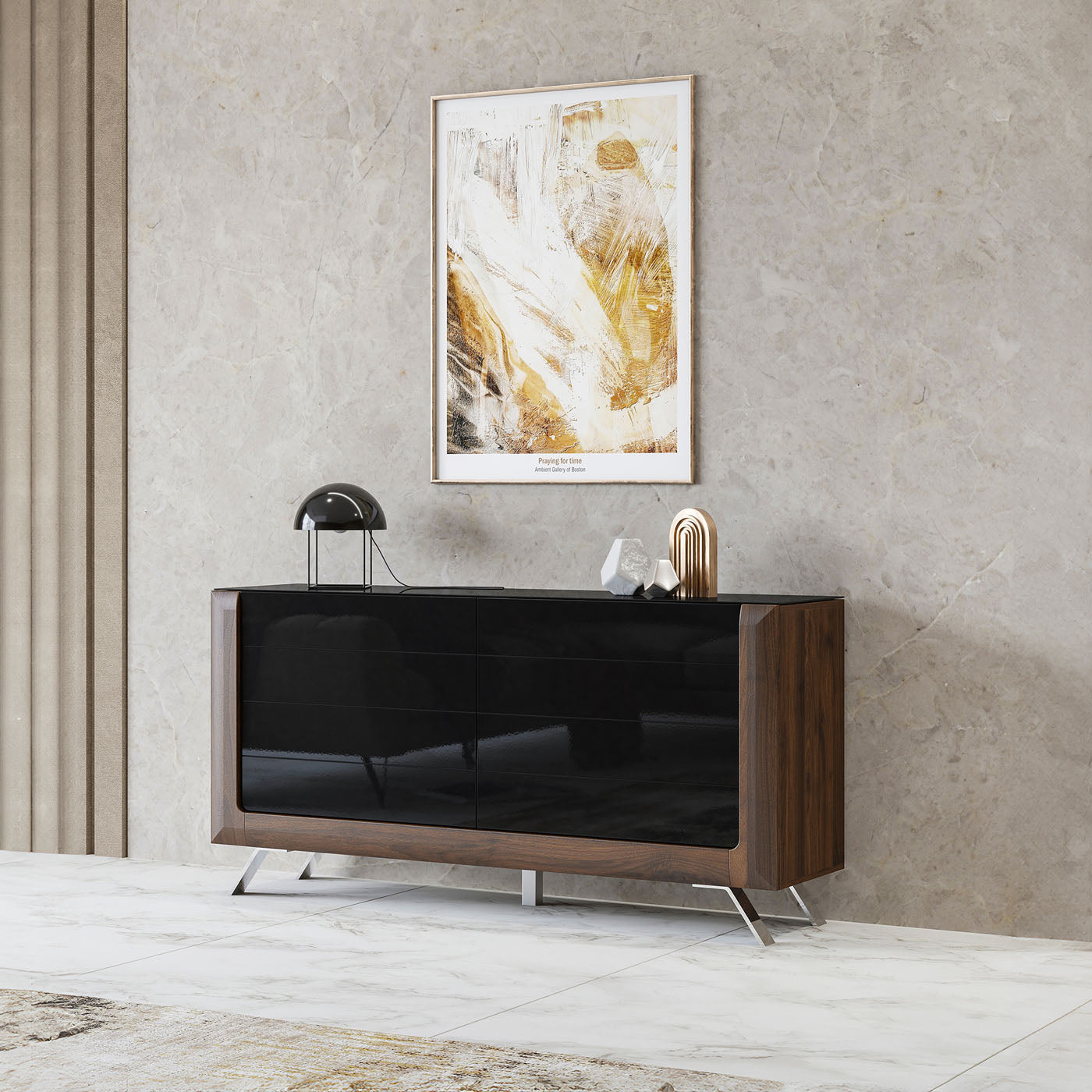 Kumode Kavasari 161/44/81 cm Kolumbijas valrieksts/melns - N1 Home