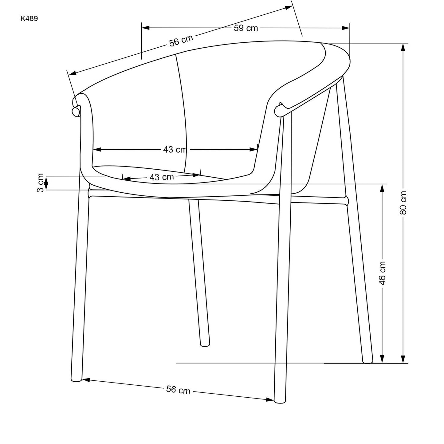 KV bēšs krēsls 59/56/80/46 cm