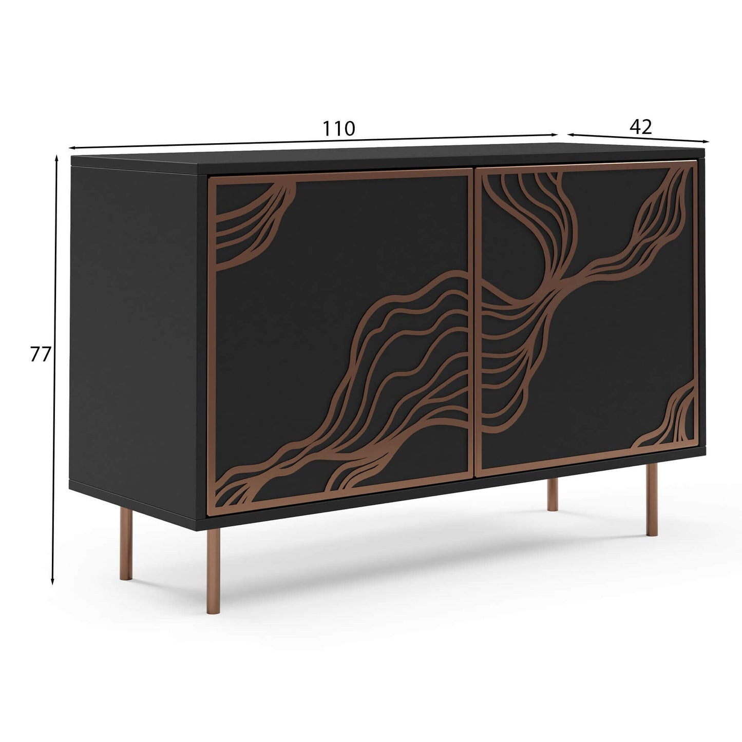 Kumode Maros 110/42/77 cm melns/varš - N1 Home