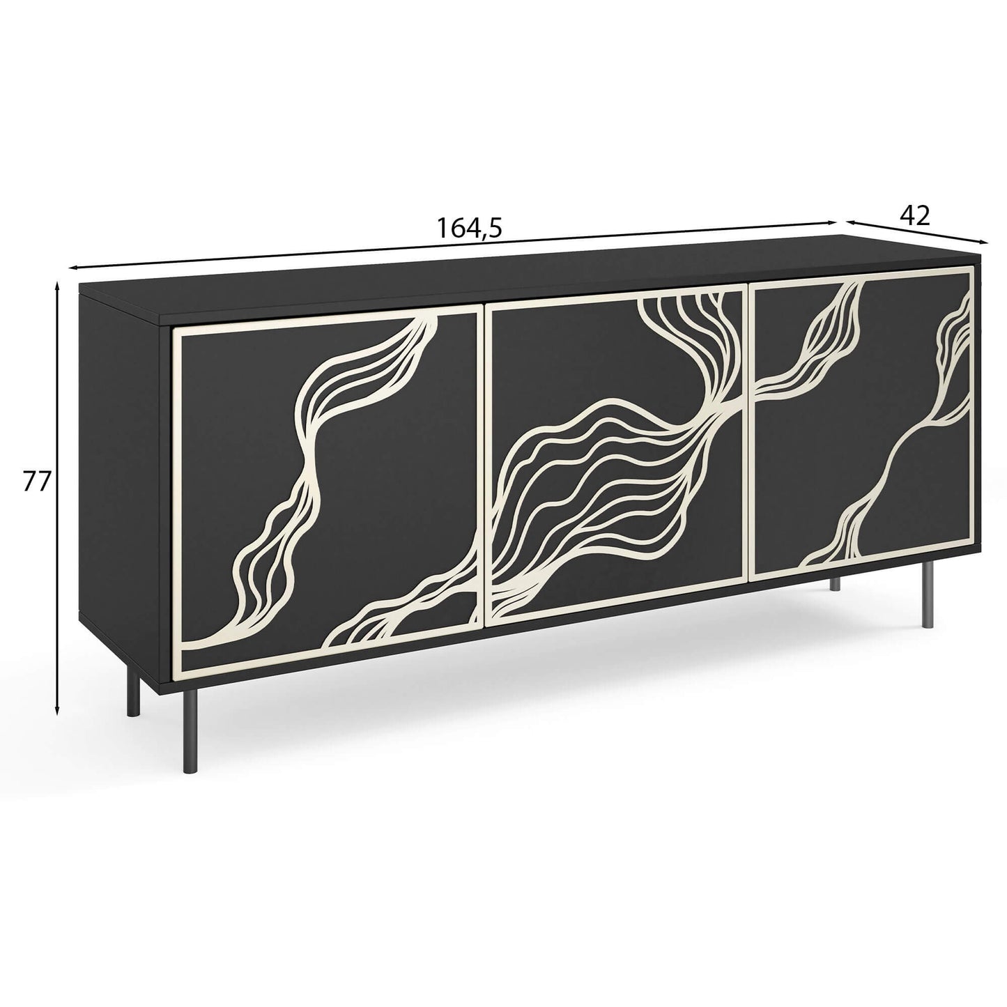 Kumode Maros 164.5/42/77 cm melns/kašmirs - N1 Home