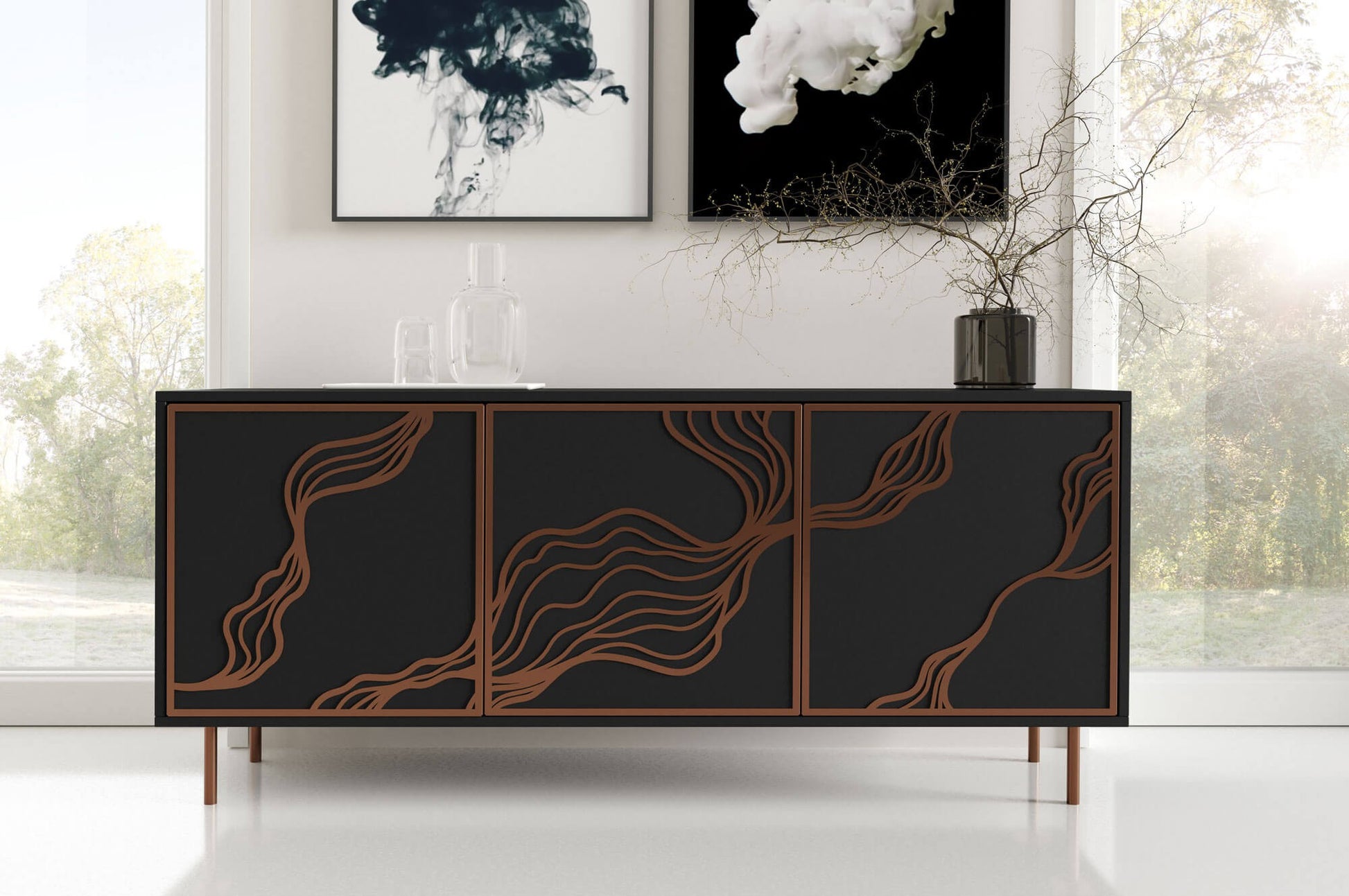 Kumode Maros 164.5/42/77 cm melns/kašmirs - N1 Home