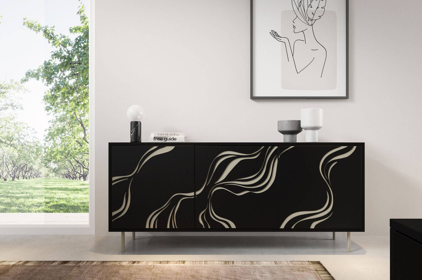 Kumode Vinto 164.5/42/77 cm melns - N1 Home