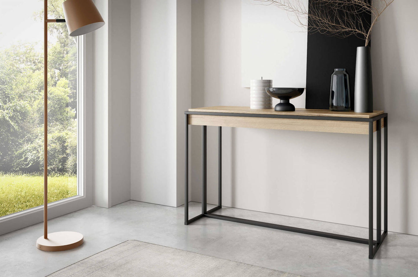 Konsole Aristo 78/18/100 cm melns Pietra Grigio/kašmirs - N1 Home
