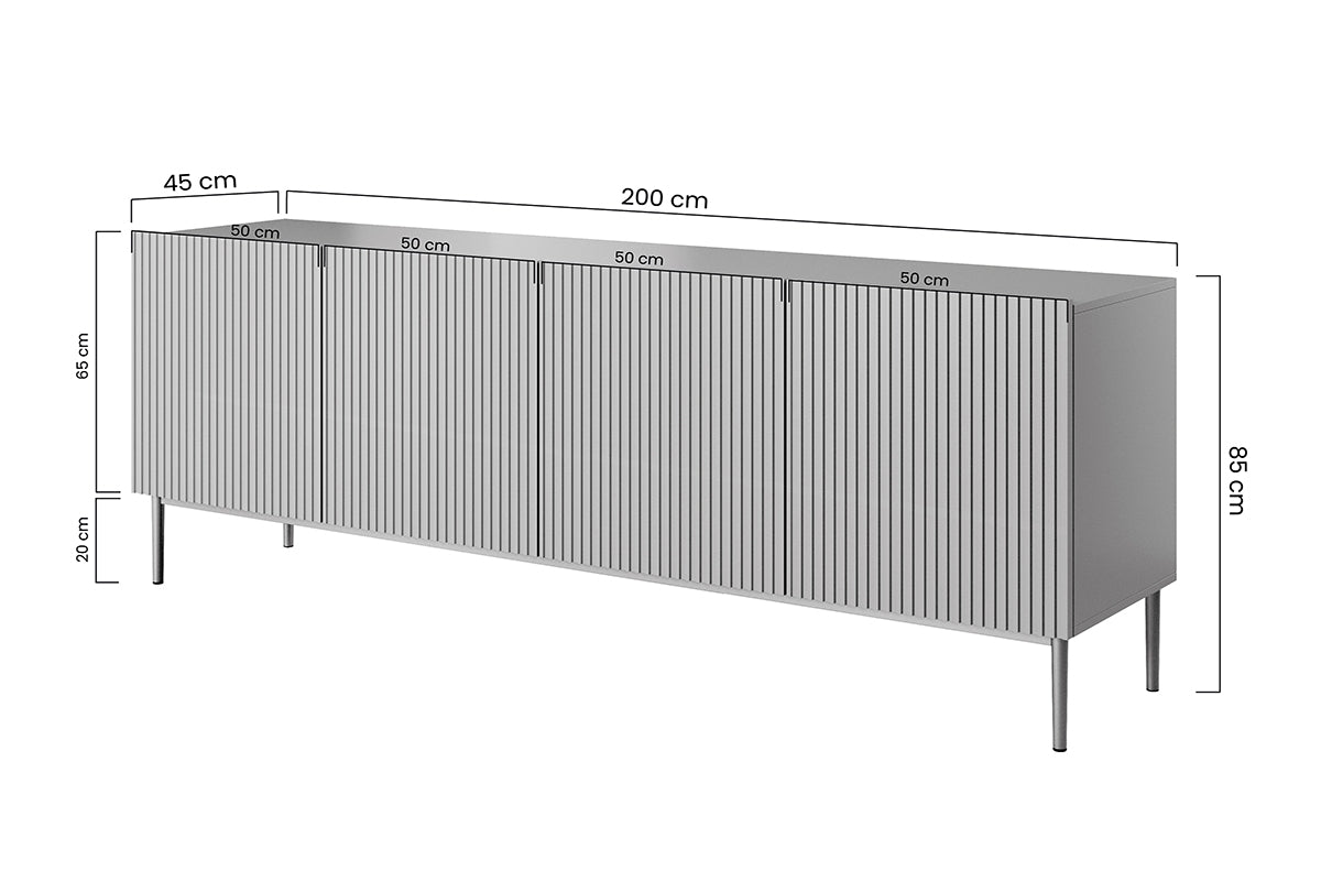 Kumode AUSTIN melnas kājas 200/85/45 balts