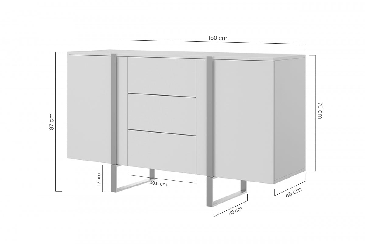 Kumode VECA 150/87/45 melns/ ogļu