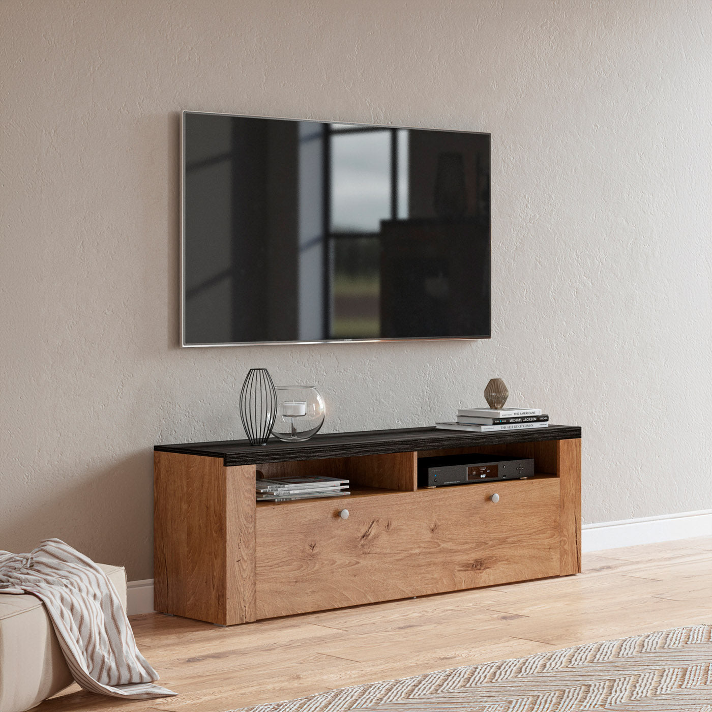 TV skapis Laroš 140/37/49 cm touchwood/satīna nusbaum