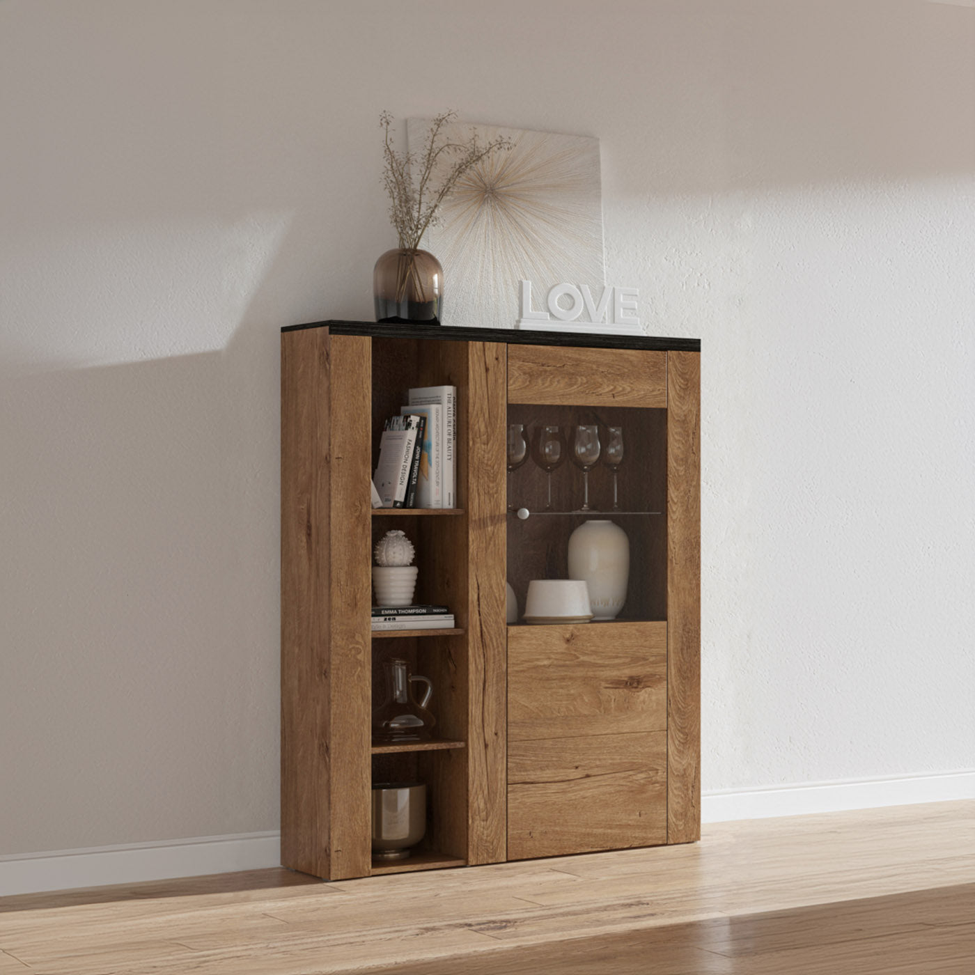 Skapis Laroš 100/37/145 cm touchwood/ satīna nusbaum - N1 Home