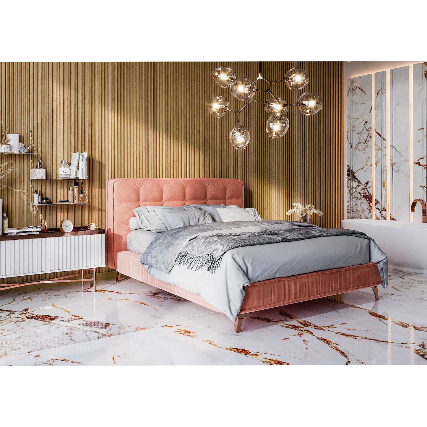 Gulta Belatio Befame 140;160;180;200/200 cm bēšs - N1 Home