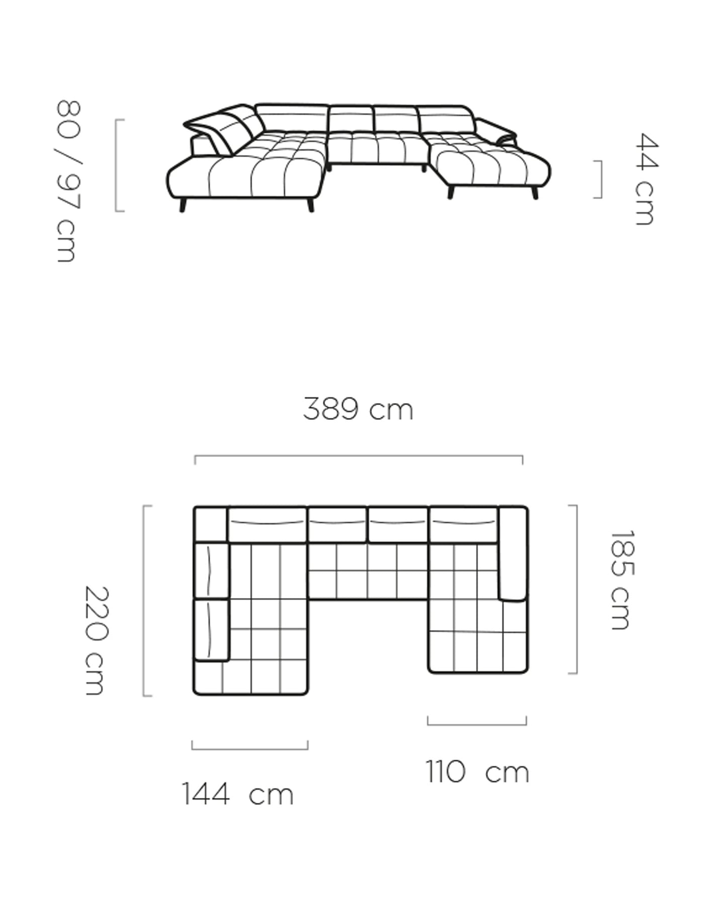 Dīvāns PORTO 389/220/185 cm - N1 Home