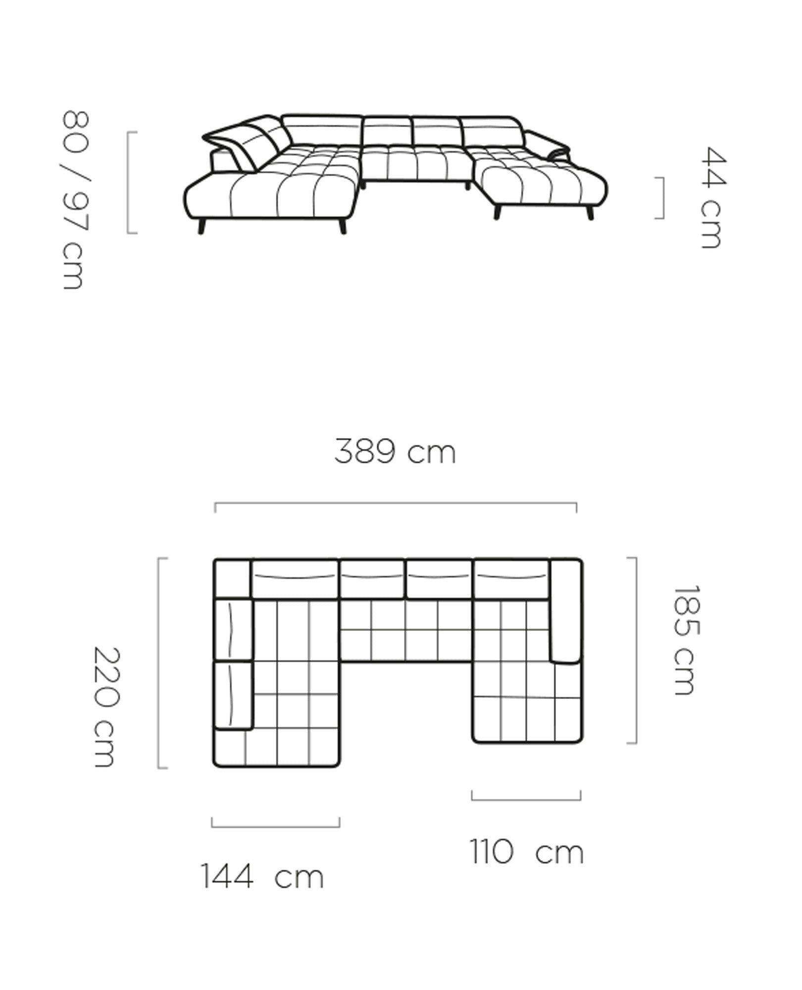 Dīvāns PORTO 389/220/185 cm - N1 Home