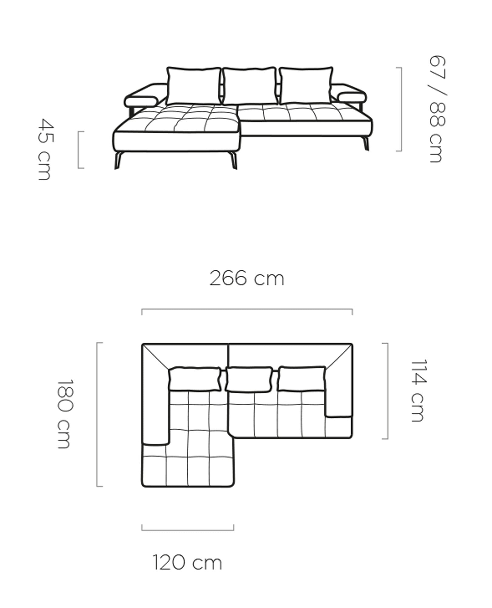 Dīvāns MOLLA 266/180/114 cm - N1 Home