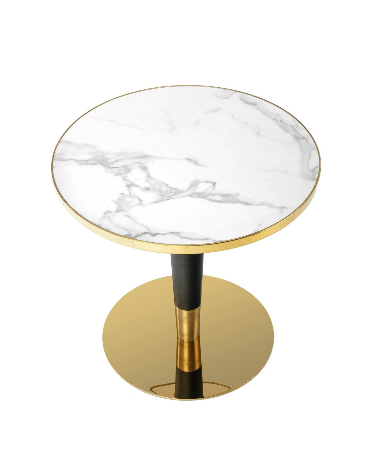 MR apaļais galds, baltais marmors / melns / zelts