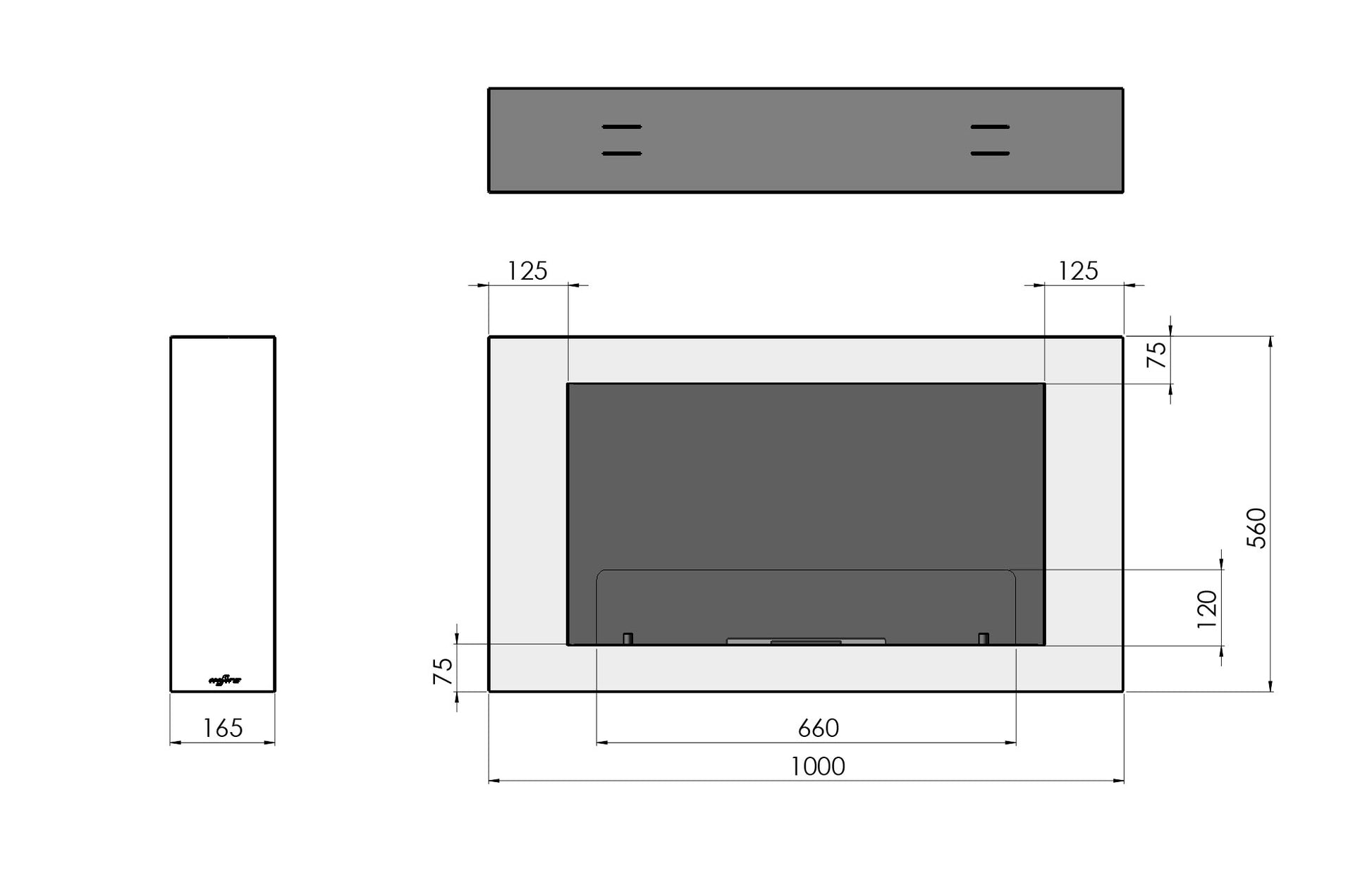 Biokamīns Mura 80/56/16;100/56/16/120/56/16 cm melns - N1 Home