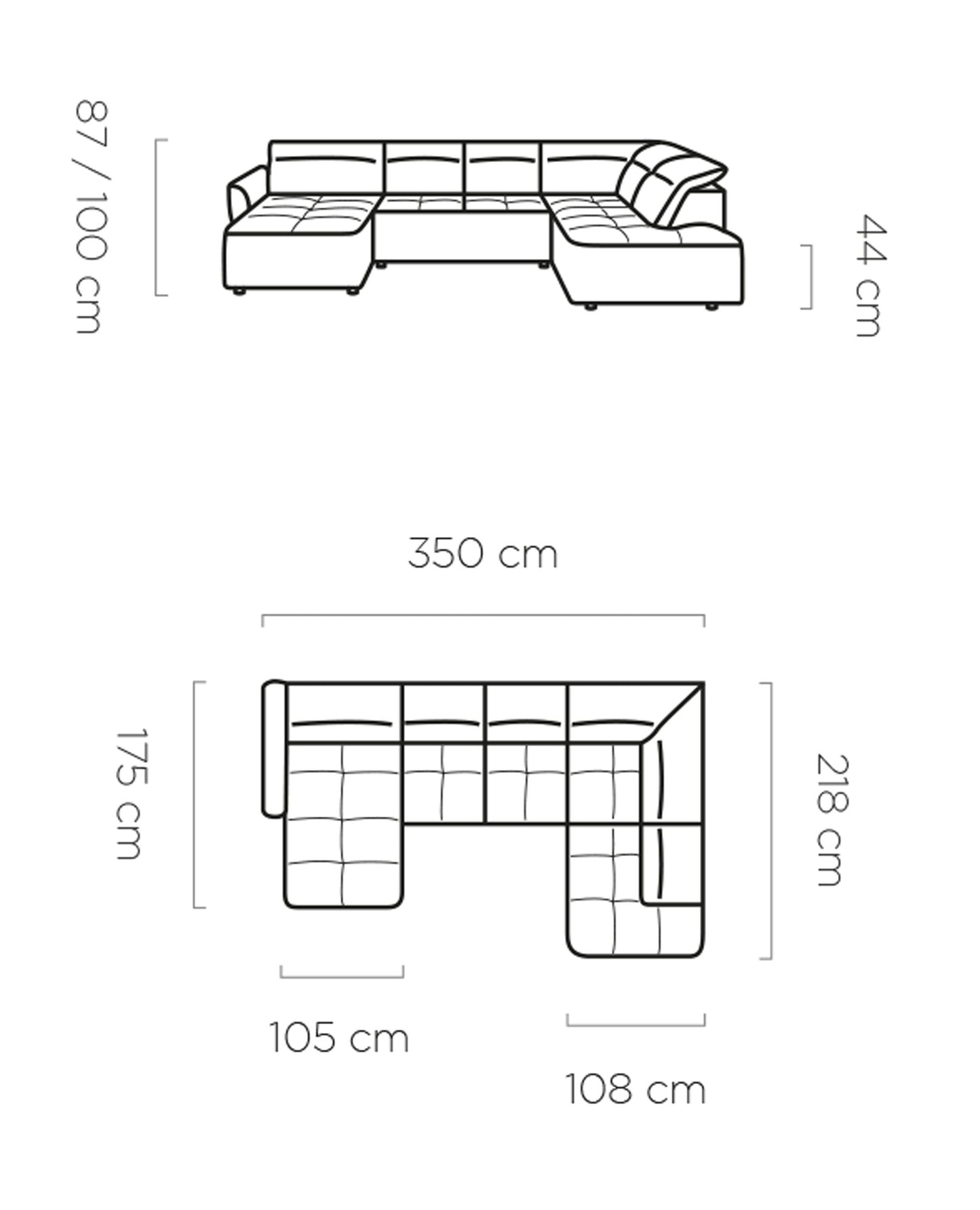 Dīvāns MONO 350/218/175cm - N1 Home