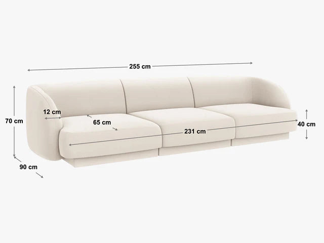 Dīvāns Miley Micadoni 255/90/70 cm Velvet Bluvel 77 Green