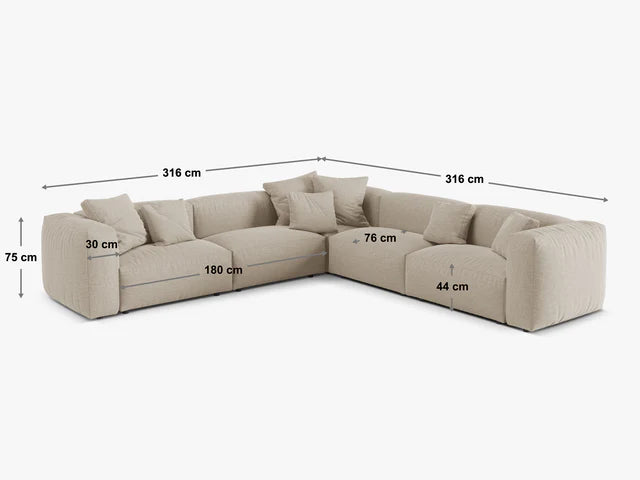 Dīvāns Martina Micadoni 316/75/316 cm Botruf Dark beige