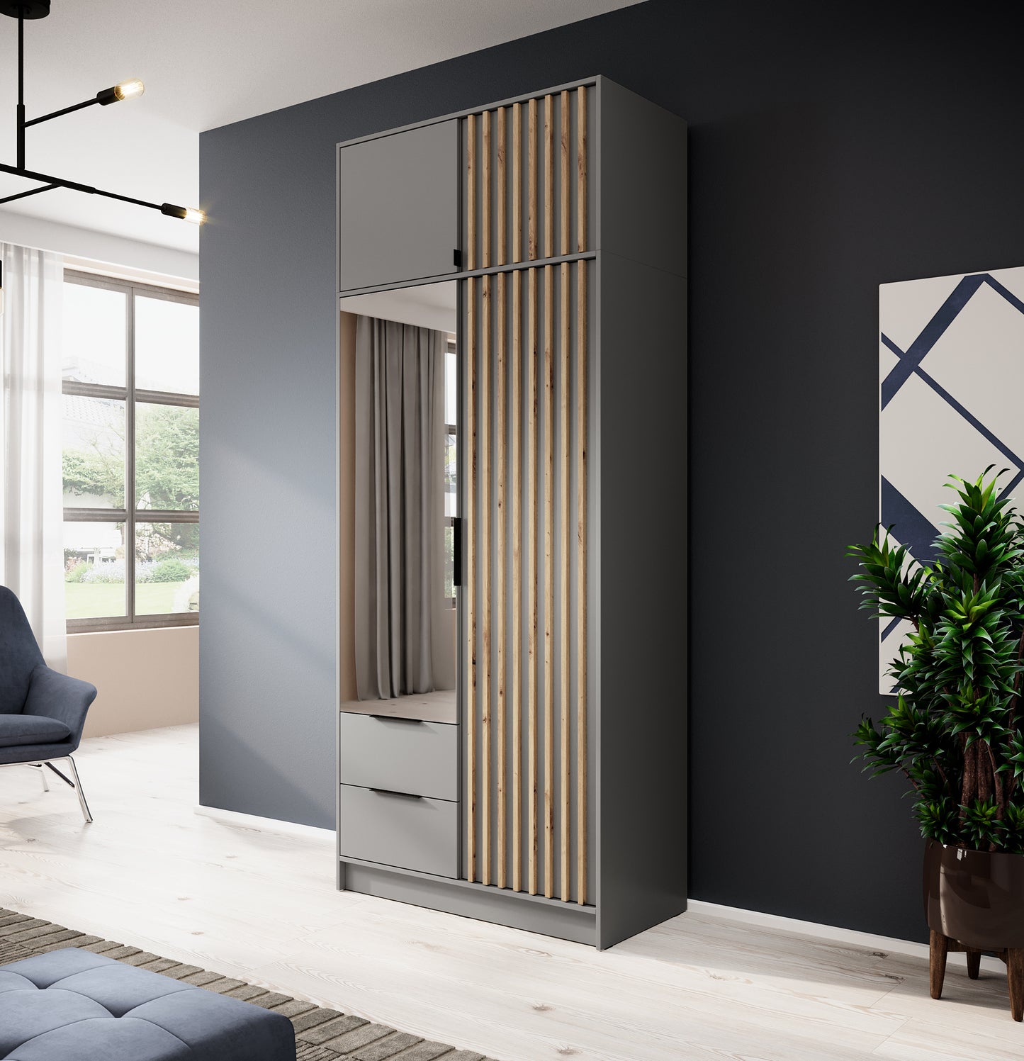 Mezonīna piebūve līdz skapim Neko 105/51/50 cm artisan ozols - N1 Home