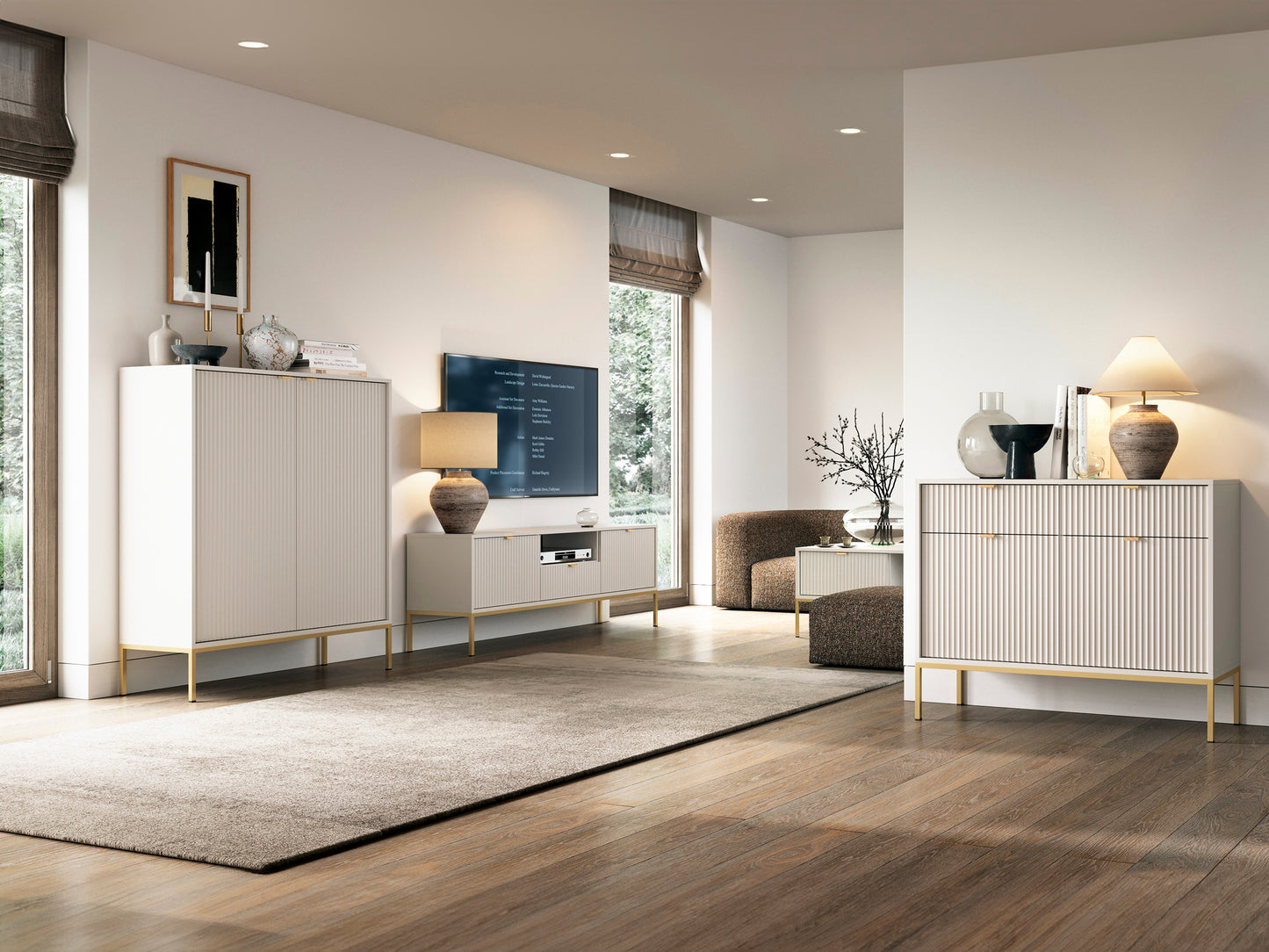 RTV kumode NV 154/56/39 cm kašmirs/zelts - N1 Home