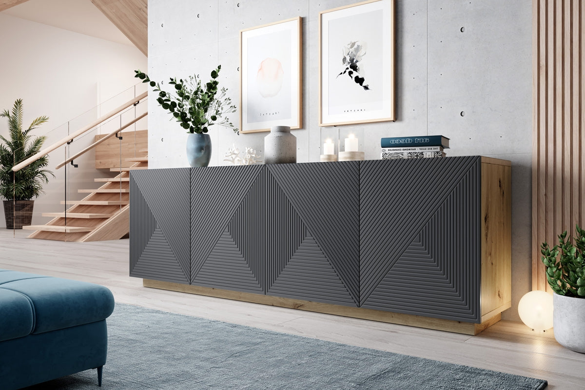 OSLO kumode bez kājām 200/71/43 cm pelēks/artisans