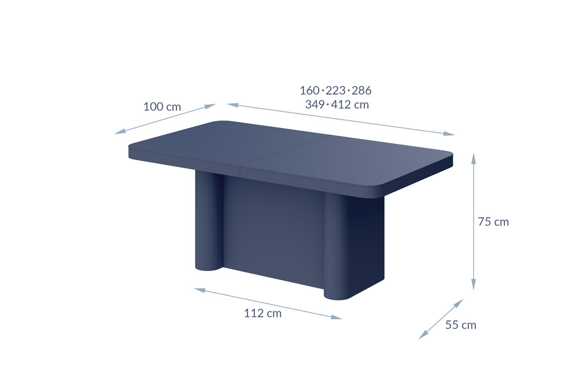 Galds Porto 160-412/100/75 cm zils - N1 Home