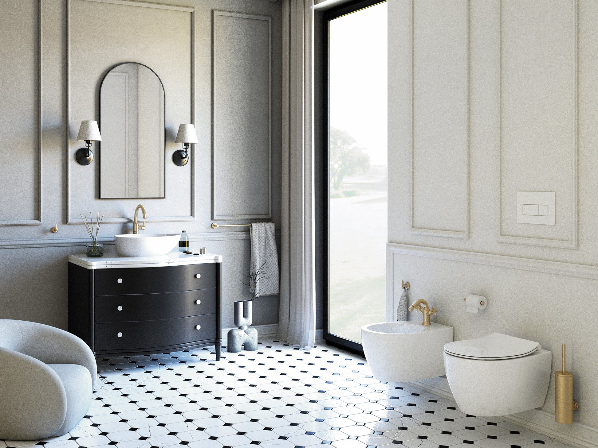 Izlietnes maisītājs, augsts Temisto 227 mm brass - N1 Home