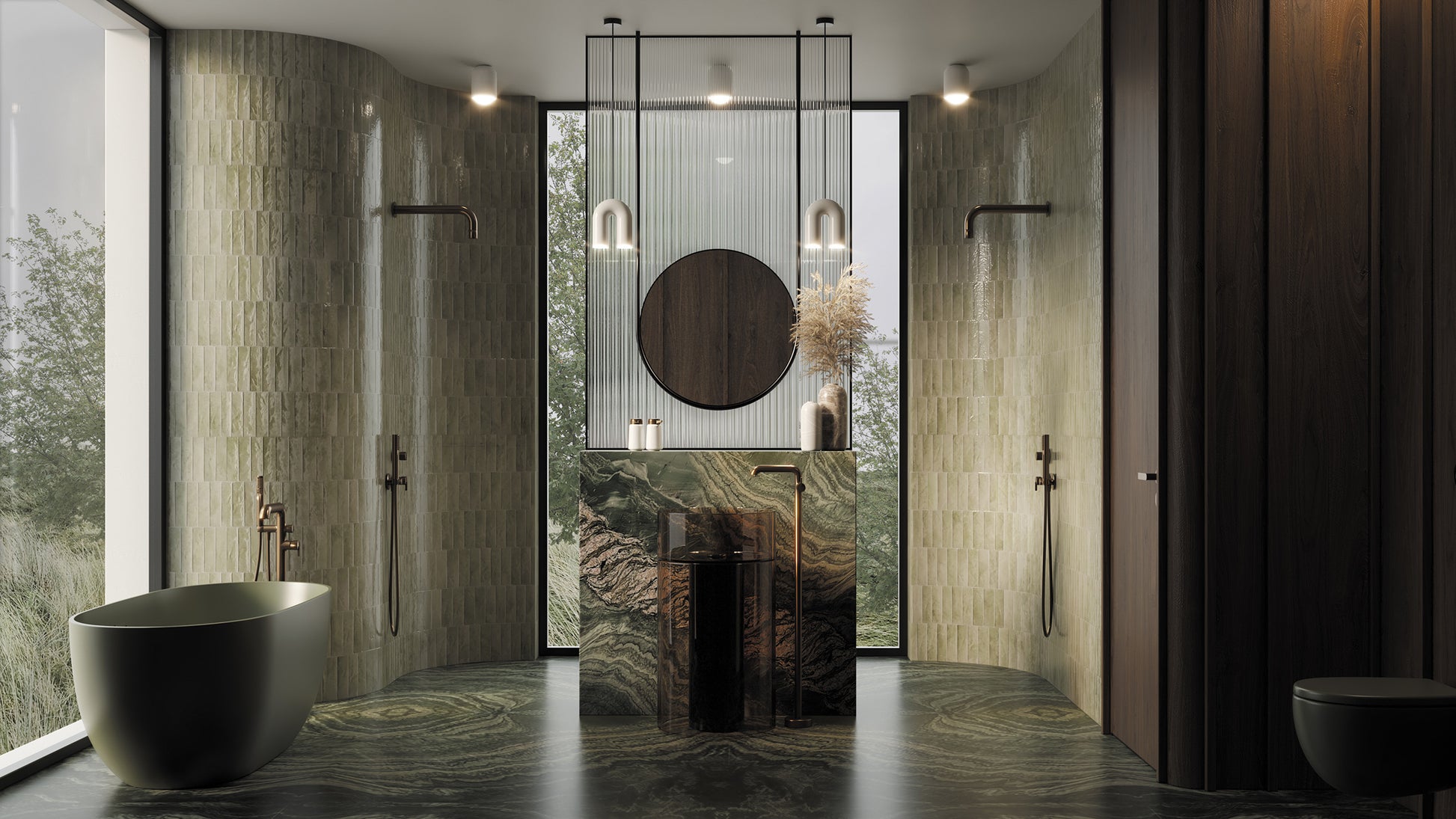 Izlietnes maisītājs, brīvi stāvošs Silia 1090 mm matēta bronza - N1 Home