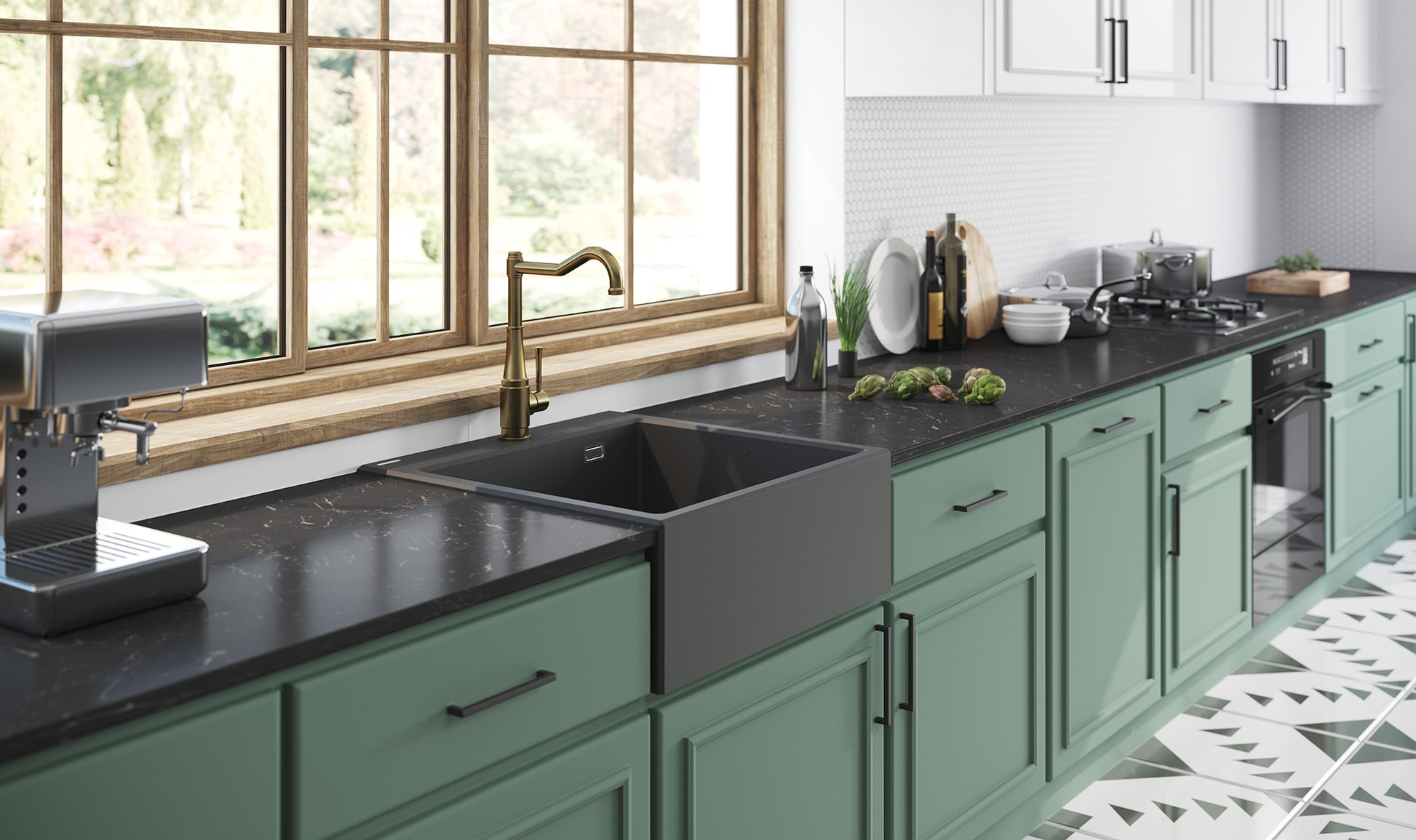 Virtuves jaucējkrāns ar taisnstūra snīpi Tamizo 333 mm misiņš - N1 Home