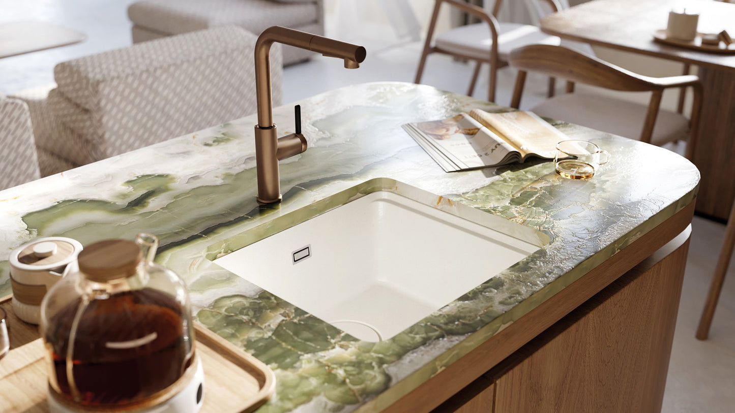 1-bļodas granīta izlietne Momi 500 x 450 x 230 metāliski pelēka - N1 Home