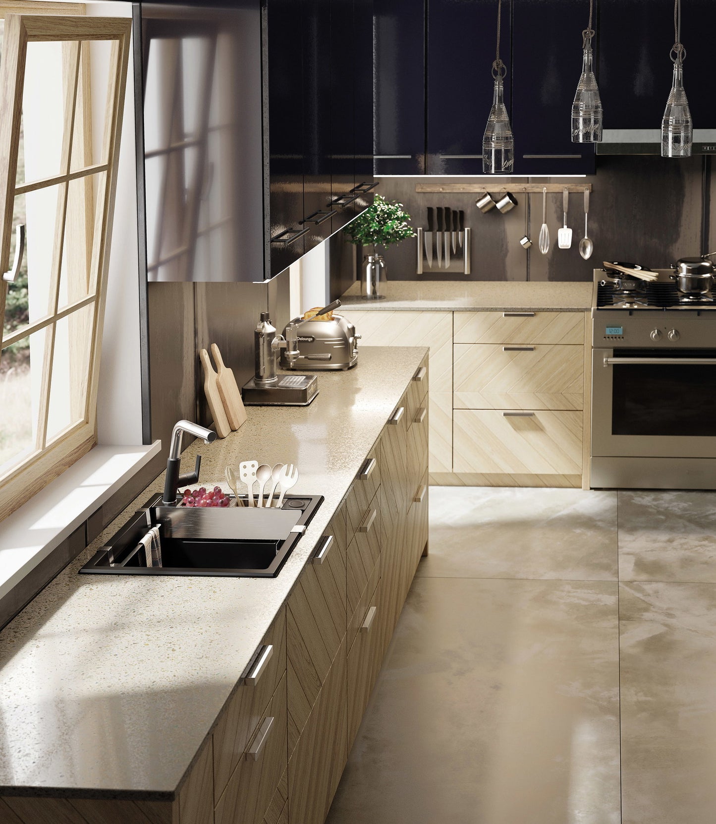 Granīta izlietne ar noteku Magnetic 640 x 500 x 219 metālisks antracīts - N1 Home