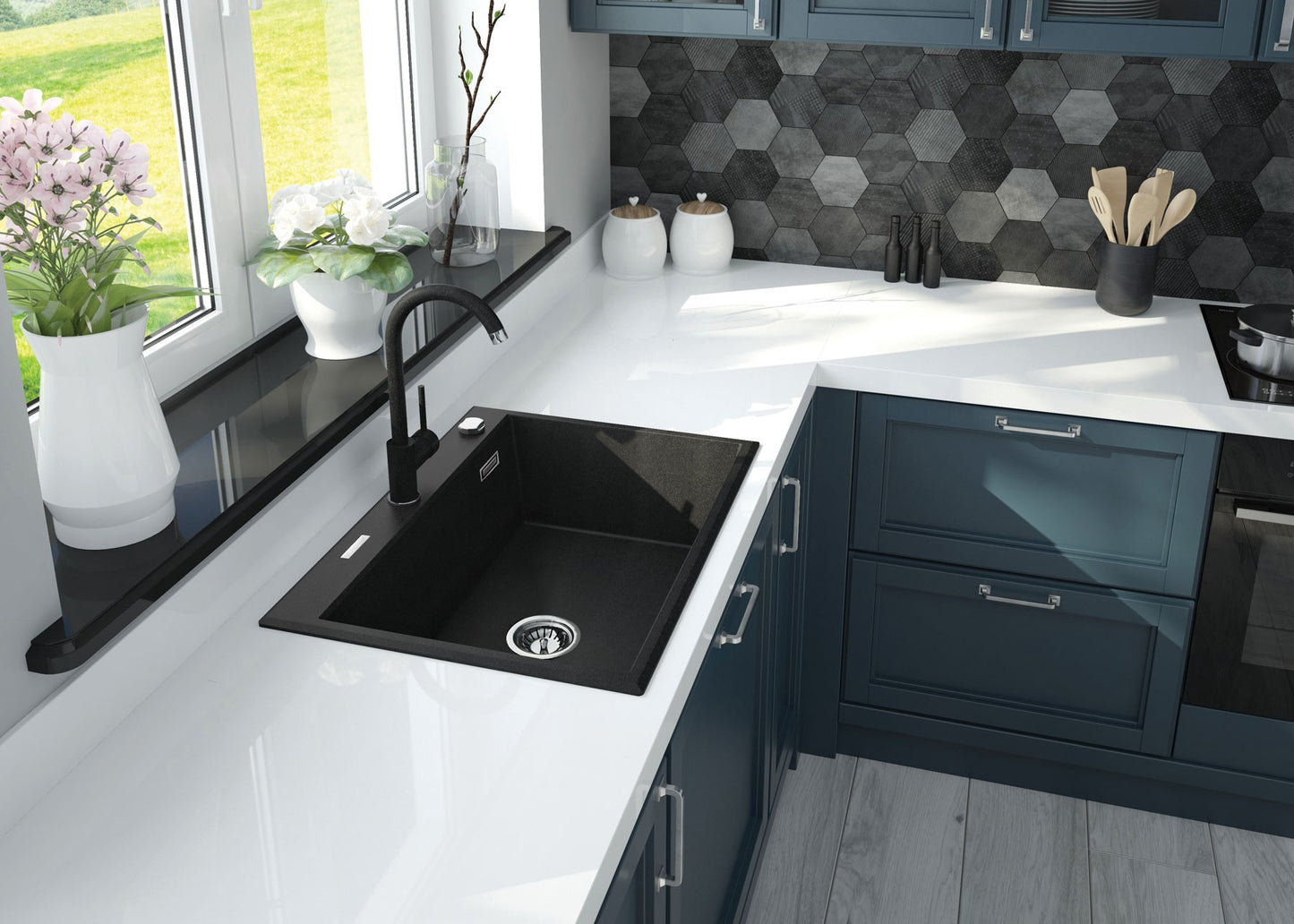 Virtuves jaucējkrāns Nemezja 350 mm grafīts - N1 Home