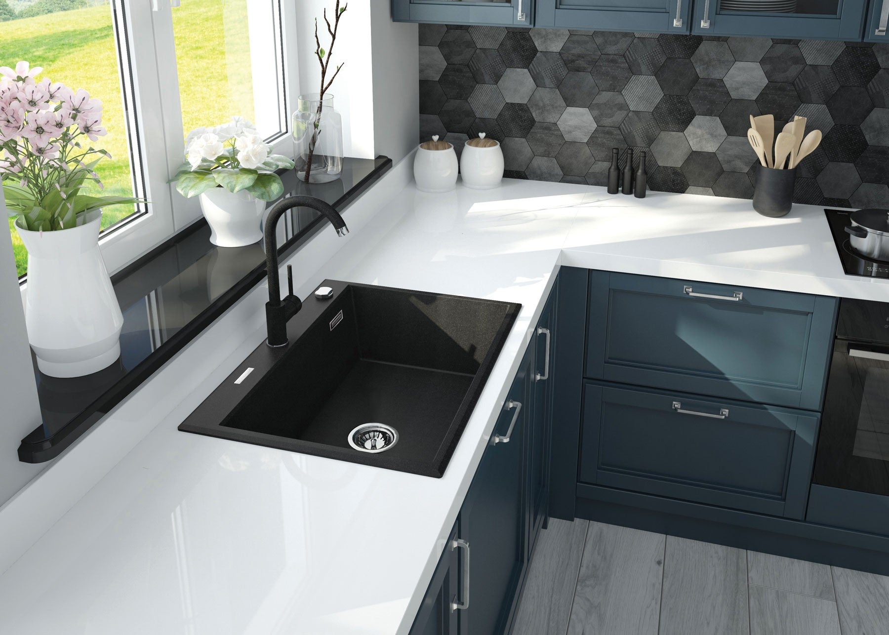 Virtuves jaucējkrāns Nemezja 350 mm grafīts - N1 Home