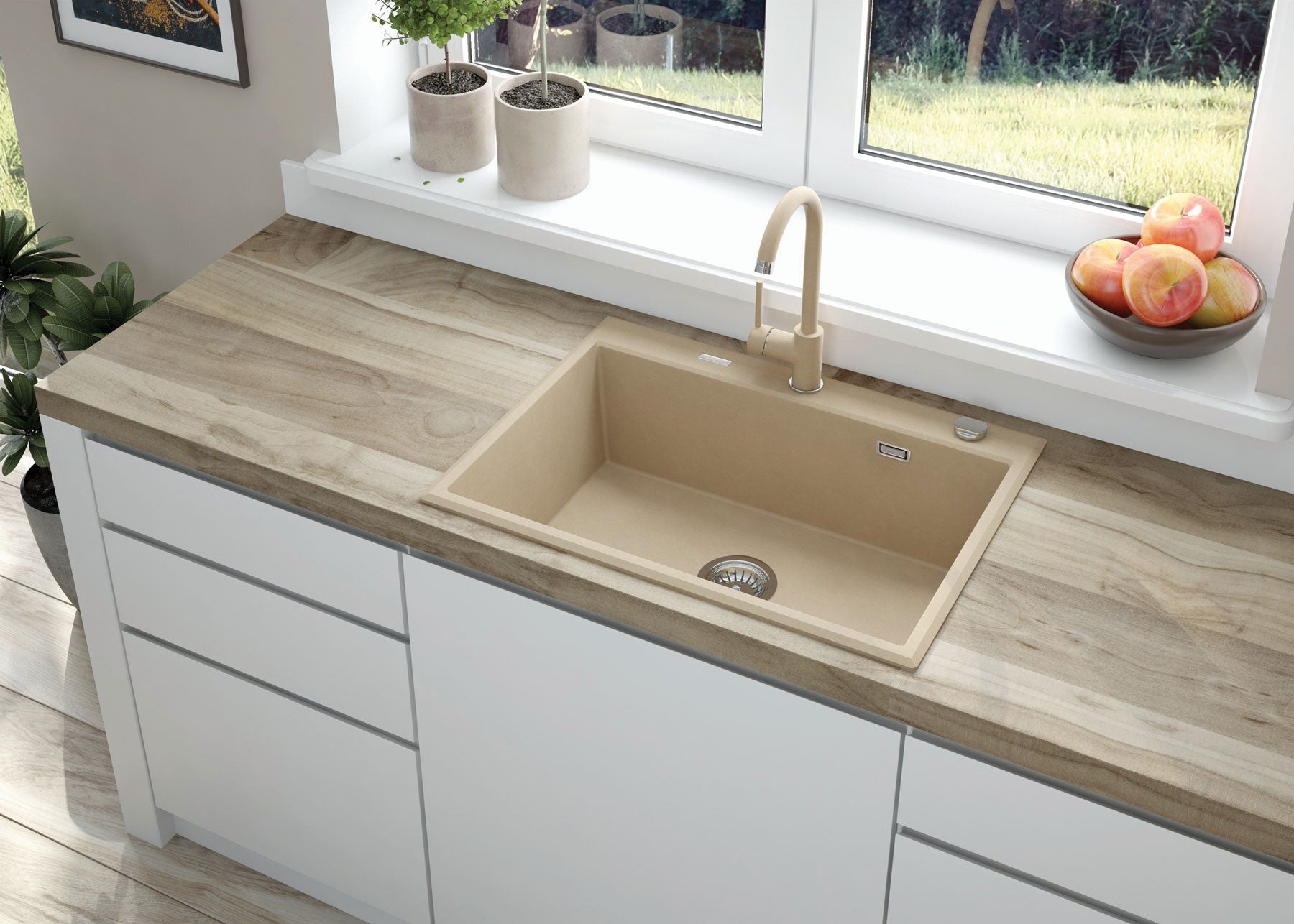 Virtuves jaucējkrāns Nemezja 350 mm smiltis - N1 Home