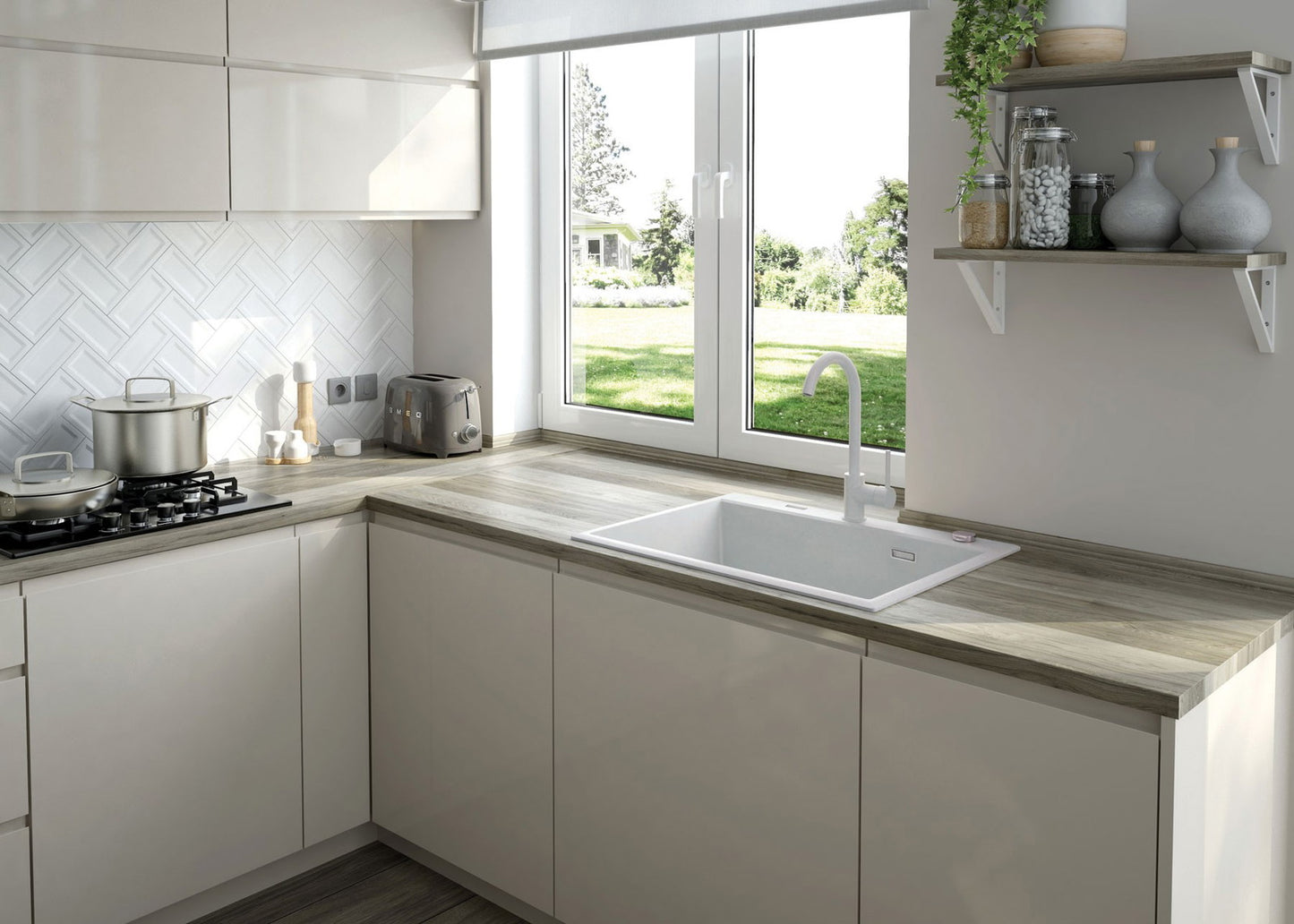 1-bļodas granīta izlietne Eridan 700 x 520 x 210 antracīta metāliska - N1 Home