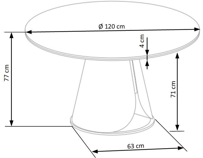 RM palīdzama galda augsme: baltā marmora, kāja: pelēka 120/77 cm