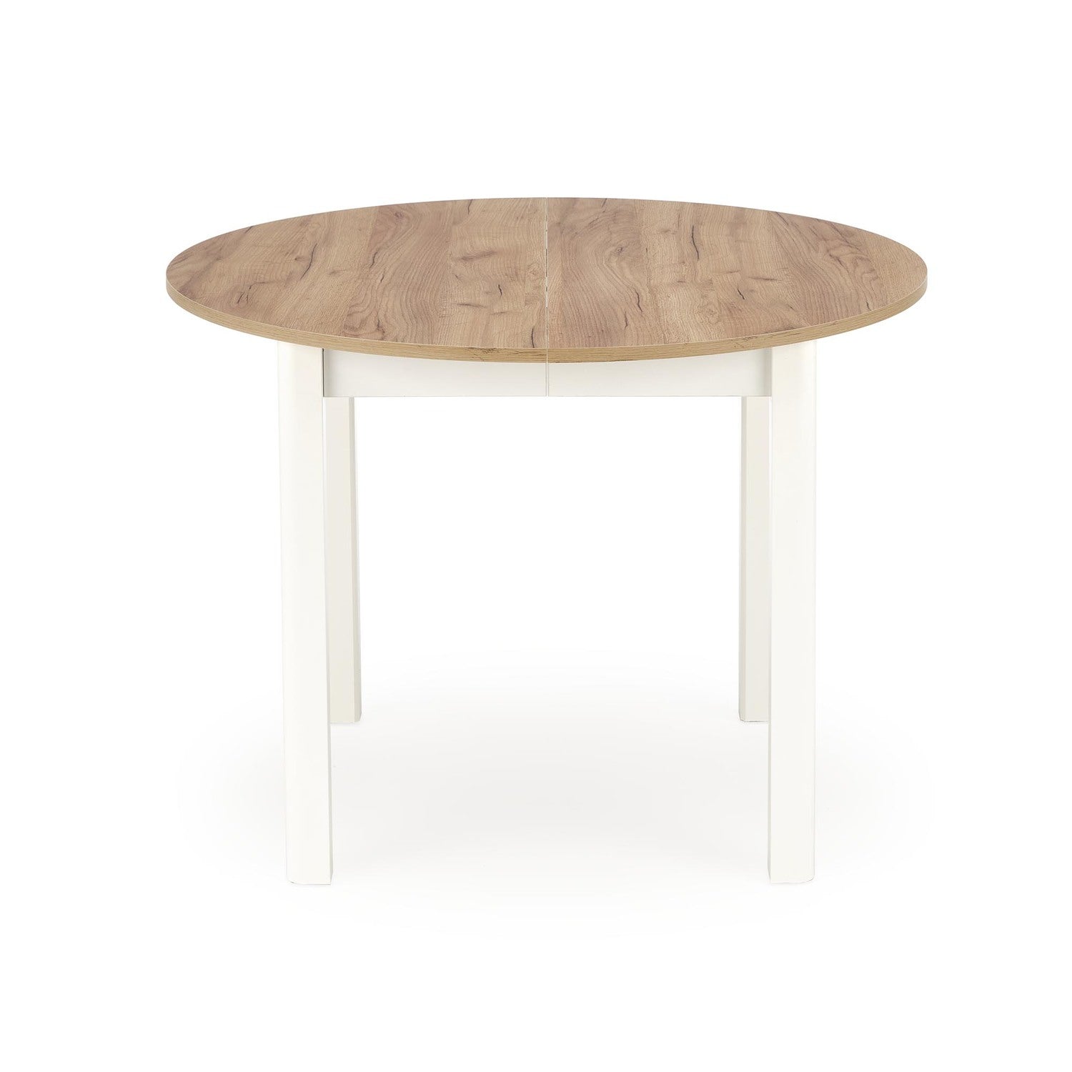 RN table color top craft ozols, kājas - baltas (102-142x102x76 cm)