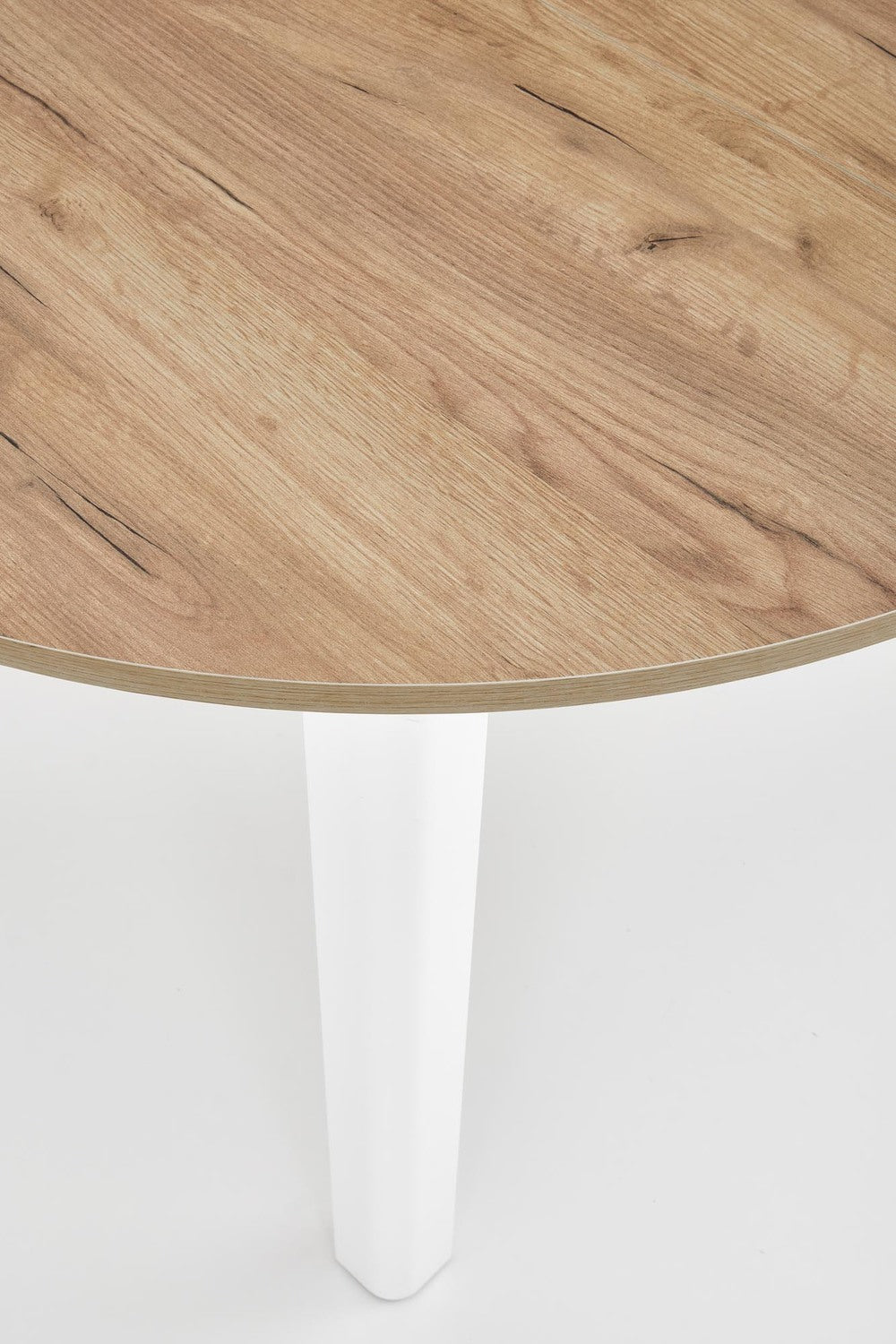 RN table color top craft ozols, kājas - baltas (102-142x102x76 cm)