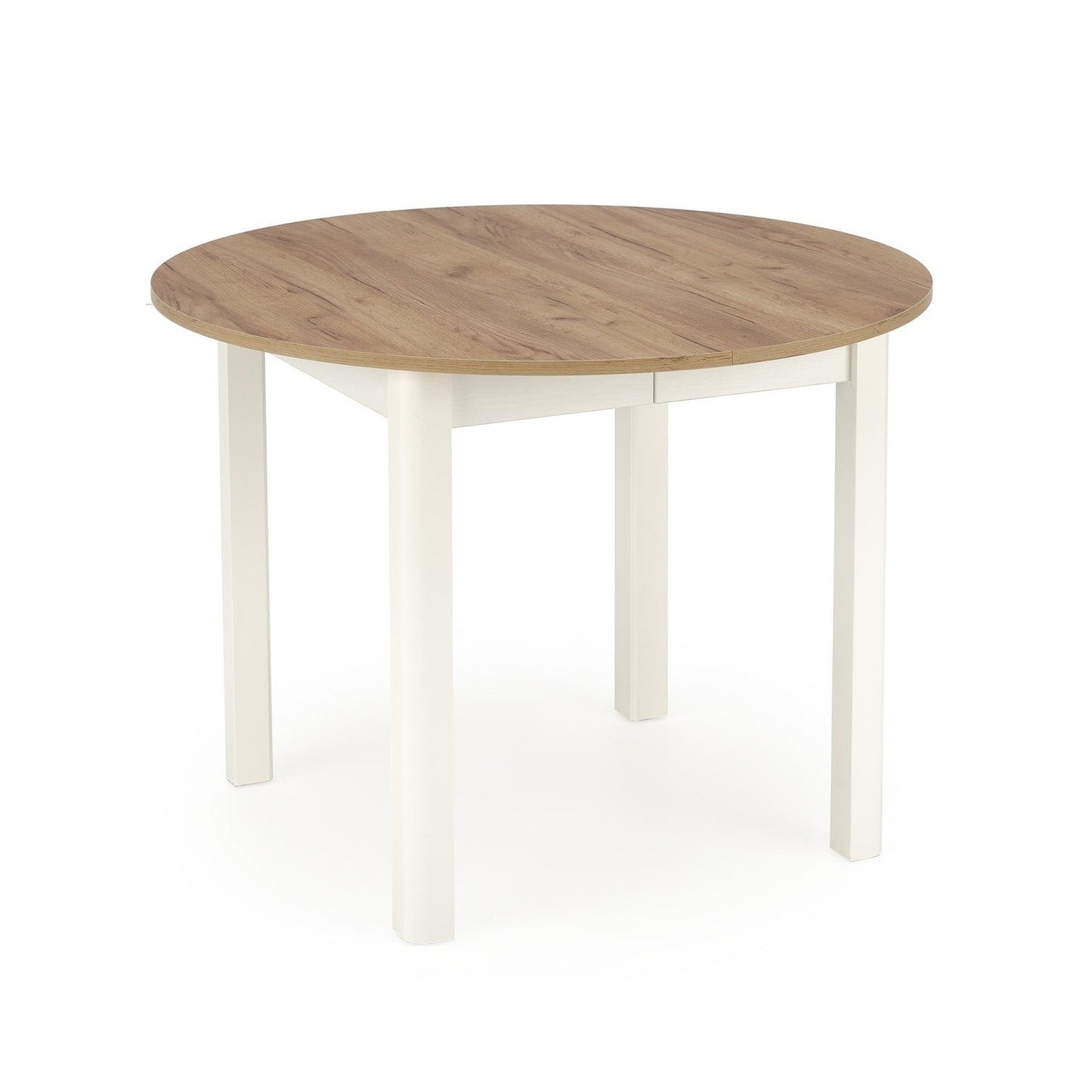 RN table color top craft ozols, kājas - baltas (102-142x102x76 cm)